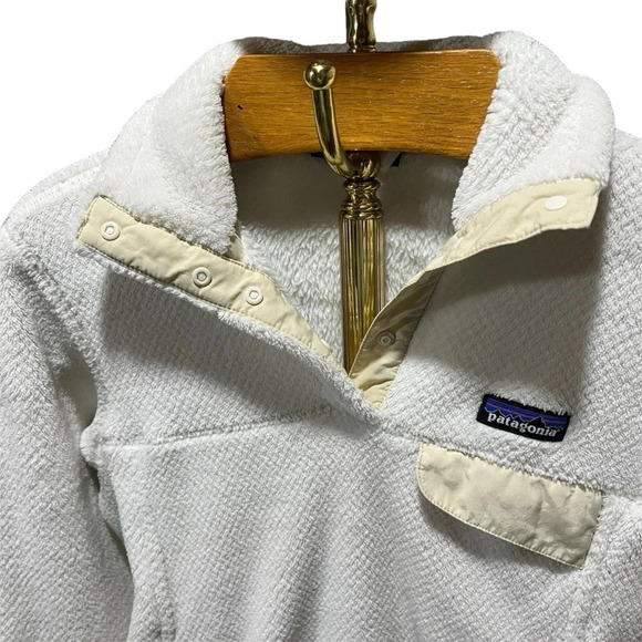 PATAGONIA ~ Women’s White Cream Retool Snap Pullover Polartec Fleece Sweater - Picture 4 of 12